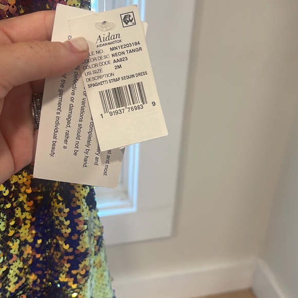 NWT - Aidan Mattox Multi Color Sequence Dress, Size 2 - Picture 4 of 6